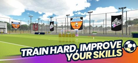 Soccer Life Simulator - View the dedicated outdoor training pitch equipped with cones and small goals, where players refine their abilities, leading to visible boosts in stats like shooting and technique.