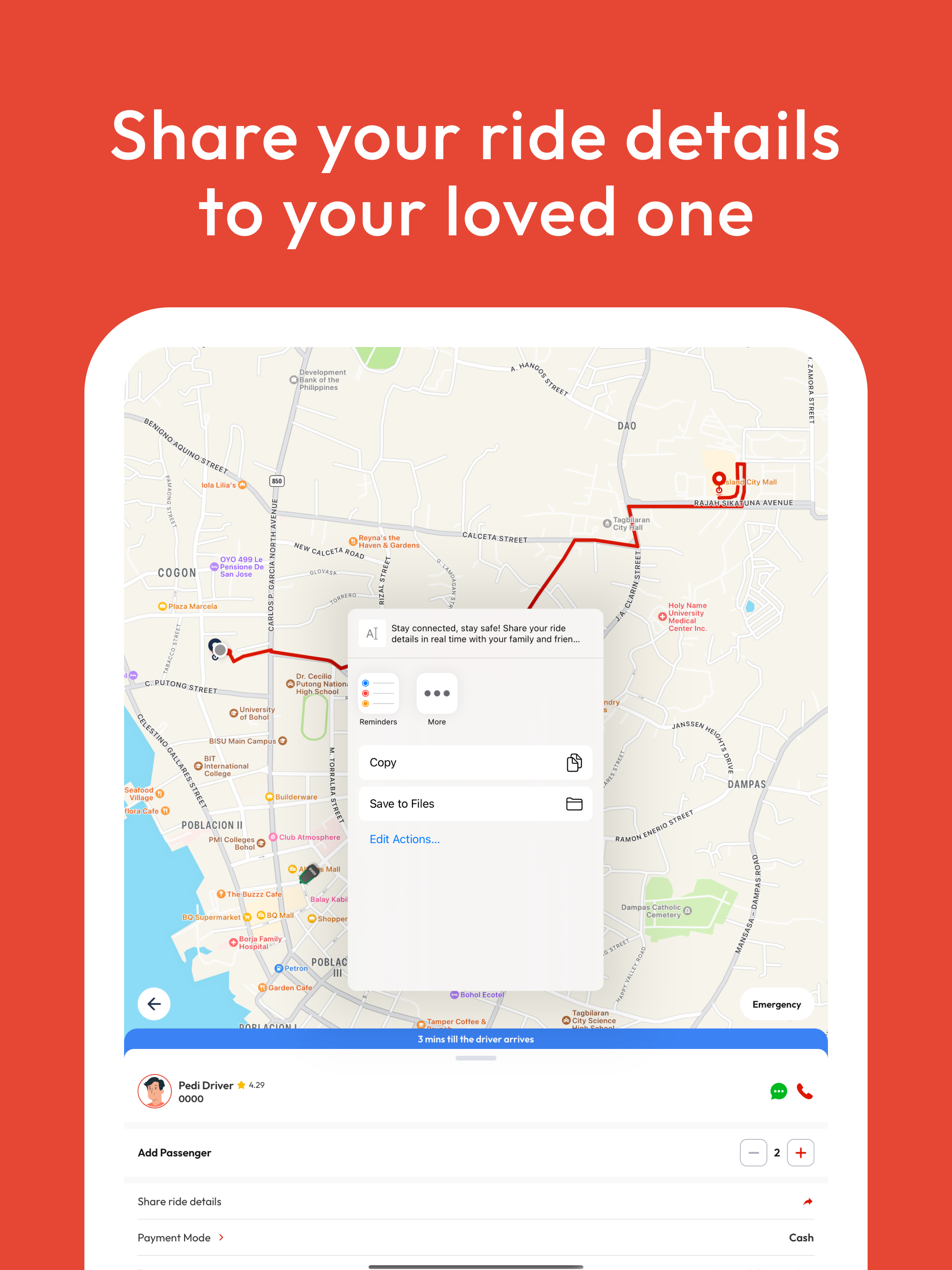 Pedi App - Request a Ride
