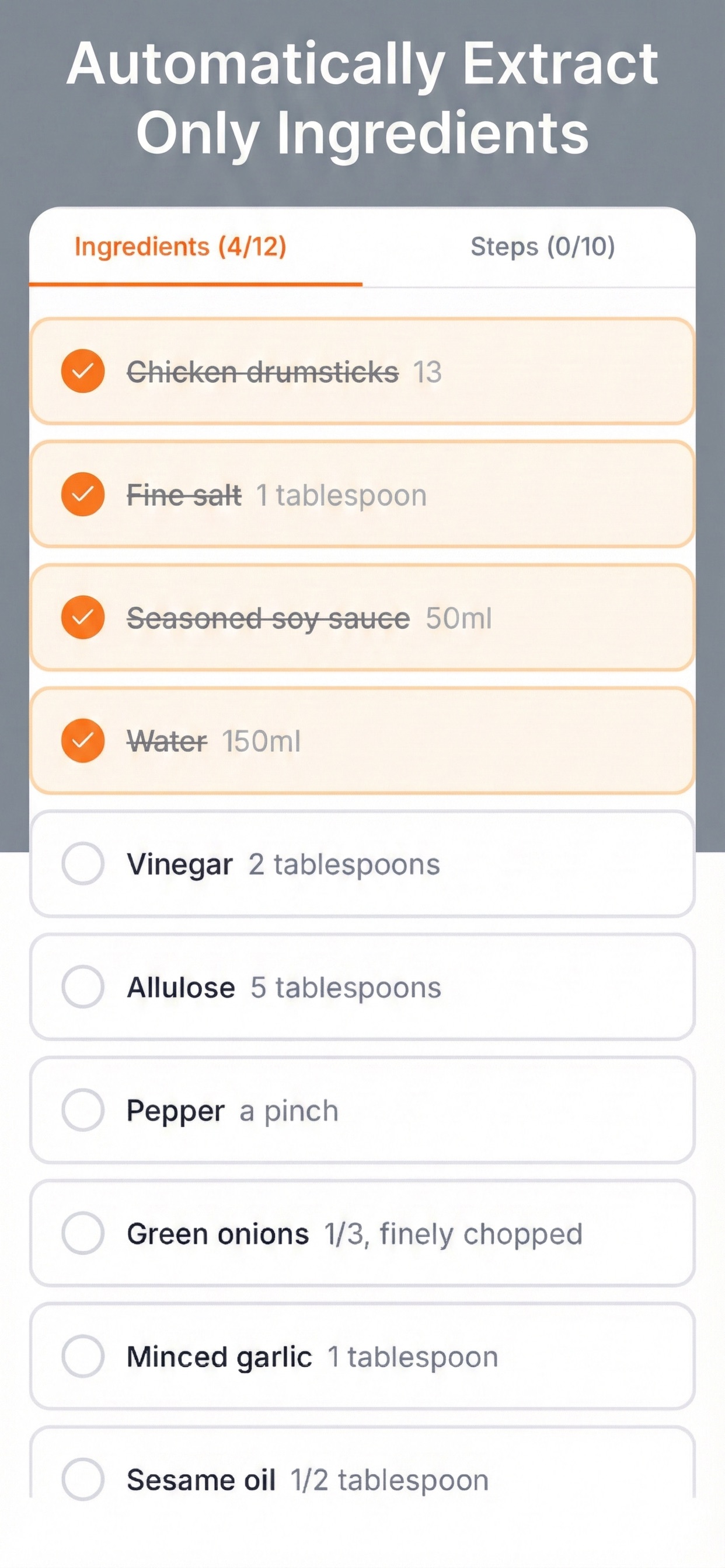 Automatically Extract Only Ingredients