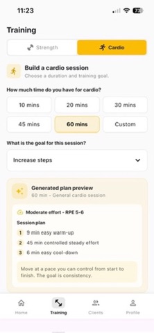 MyFitHQ iPhone screenshot