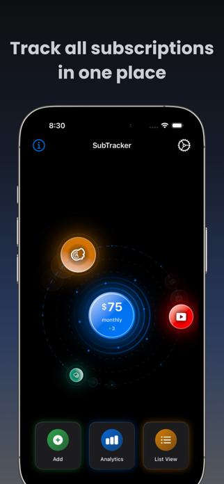 Subscription Track: SubTracker Screenshot 1 of 8