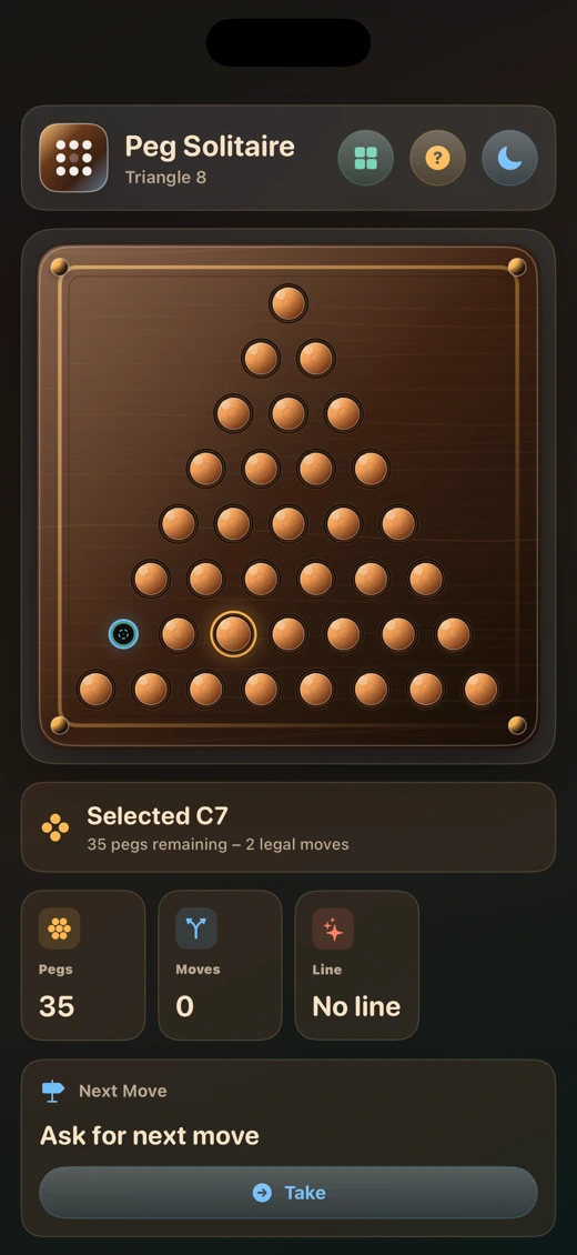 Wood Peg Solitaire screenshot 2