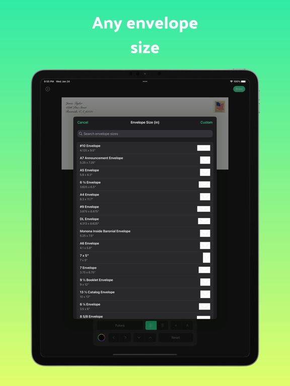 Envelope Printer Labels iPad screenshot 3 - Productivity app