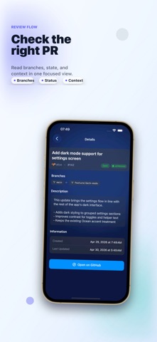 Pull requests Manager iPhone screenshot