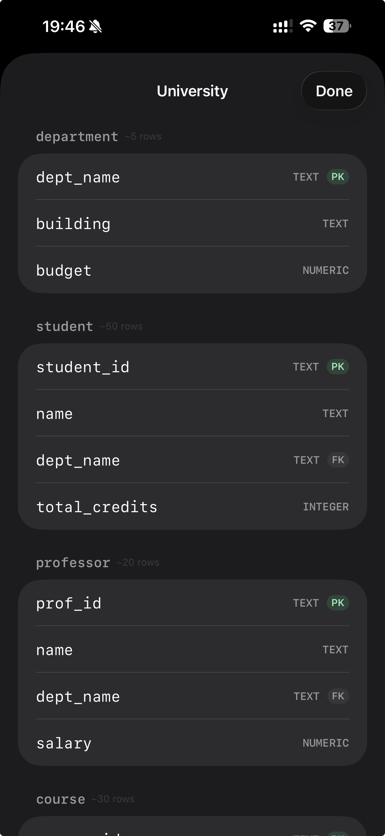 SQLearn - Mobile SQL Learning