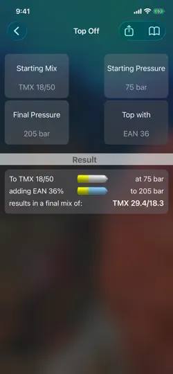 Capture d'écran de Trimix Tools sur iPhone 2