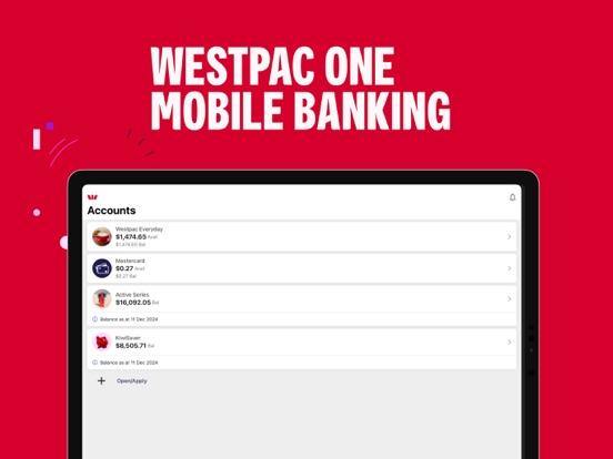 Westpac One NZ Mobile Banking iPad screenshot 1 - Finance app