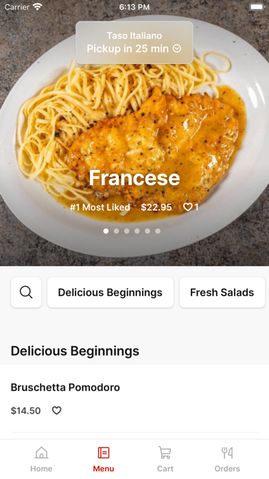 Taso Italiano To Go iPhone screenshot 2 - Food & Drink app