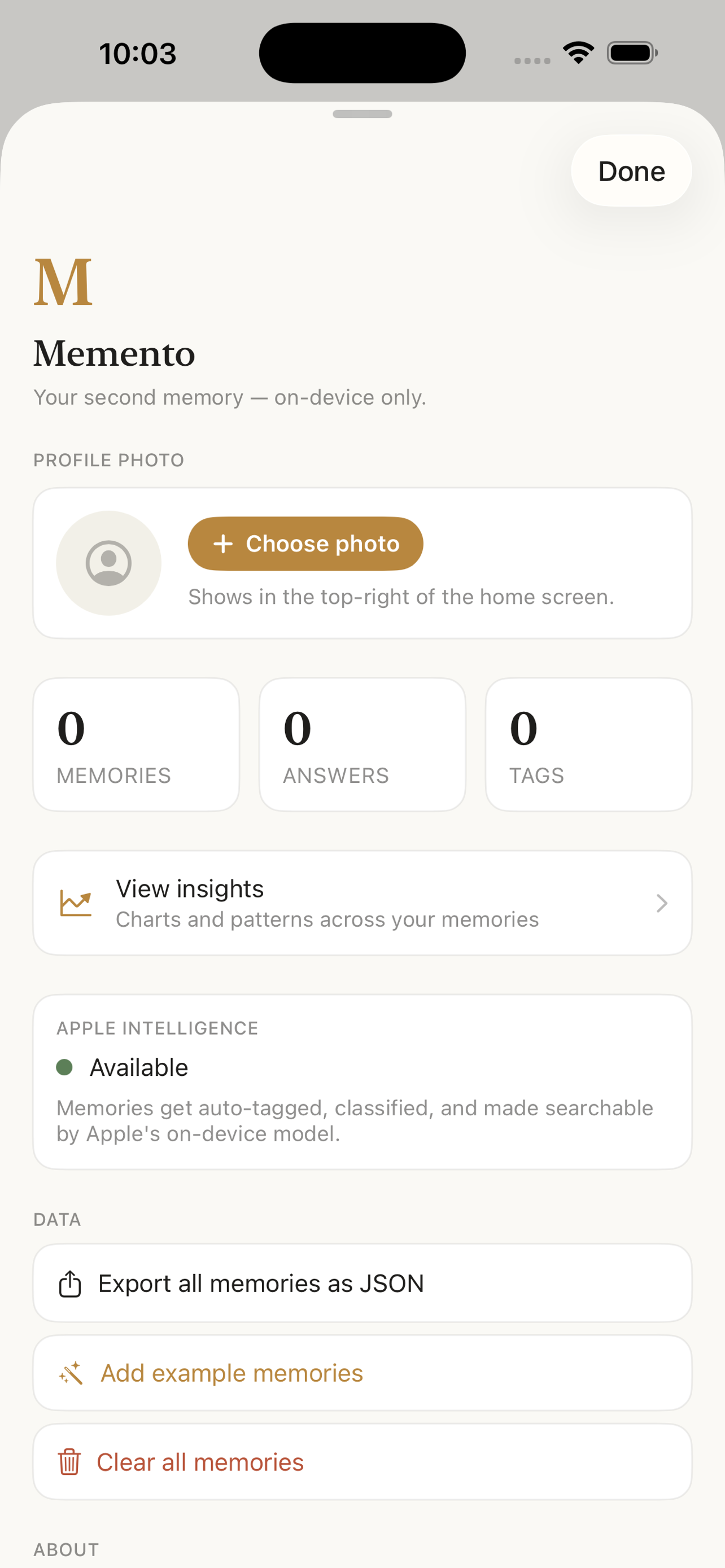 Memento — Second Memory