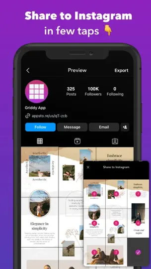 Captura de pantalla de Griddy: Split Photo Grid Posts en iPhone 10