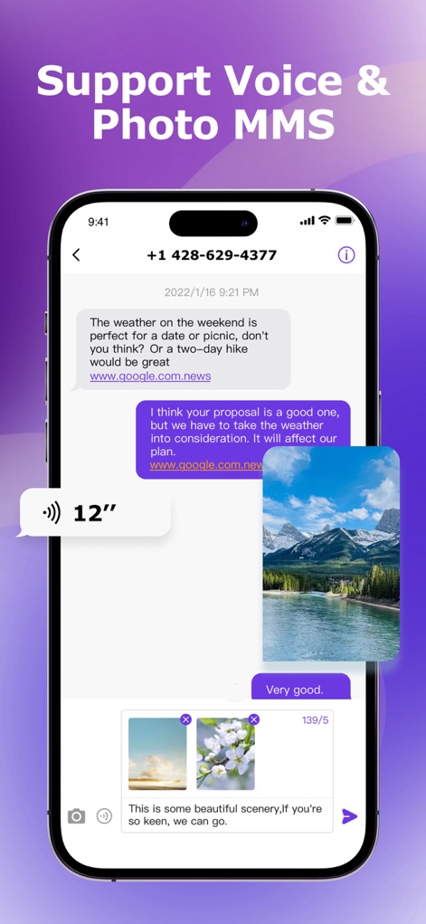 Text Number-Phone Text Message - This tool supports comprehensive communication, enabling the easy exchange of both voice messages and multiple image attachments within conversations.