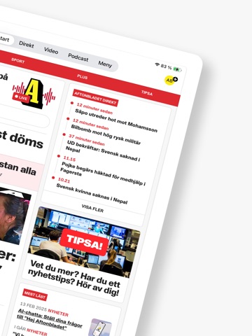 Aftonbladet Nyheter iPad screenshot 2