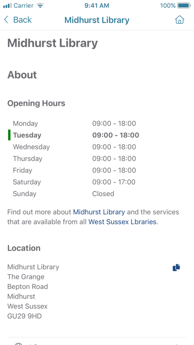 West Sussex Libraries Screenshot