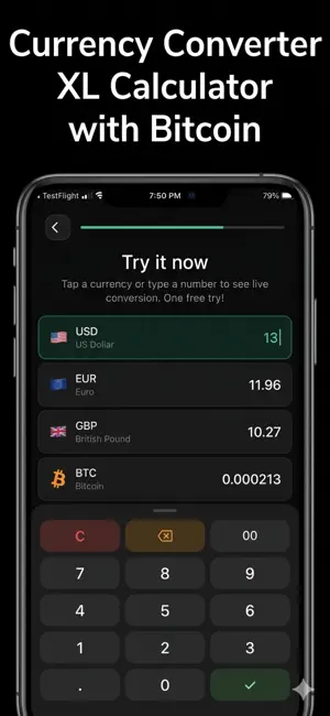 Currency Converter XL: Bitcoin screenshot 1
