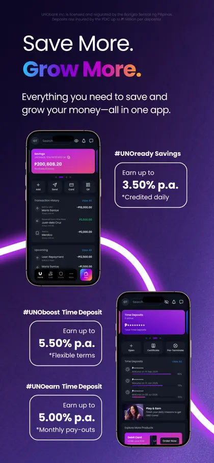 Screenshot 3 di 4 di UNO Digital Bank: Save & Grow