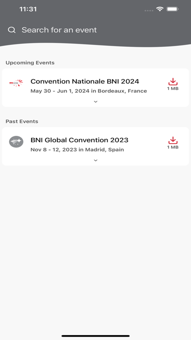 BNI Global Events Screenshot