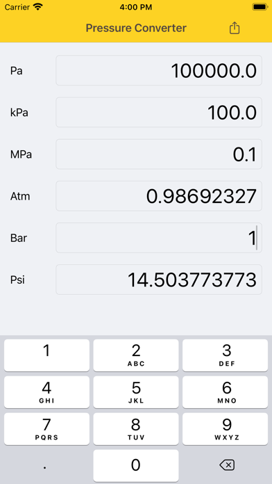 Screenshot #1 pour Pressure Converter Psi Bar Pa