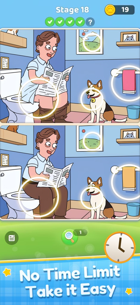 Find the Differences: Spot Fun - The app promotes a serene experience, clearly stating "No Time Limit" and featuring a clock icon to reassure users of unhurried gameplay.