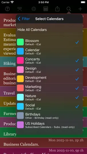 Скриншот CalReader - Calender Logs на iPhone 8