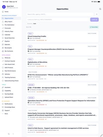 PursuitAI GovCon iPad screenshot