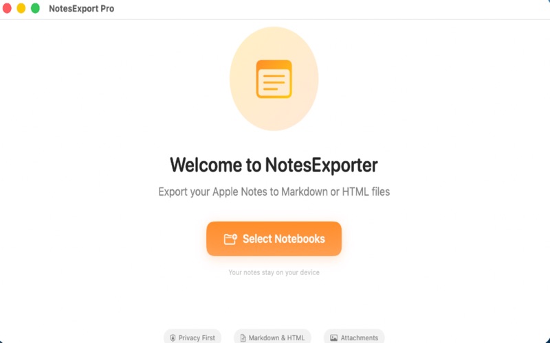 NotesExport Pro app screenshot