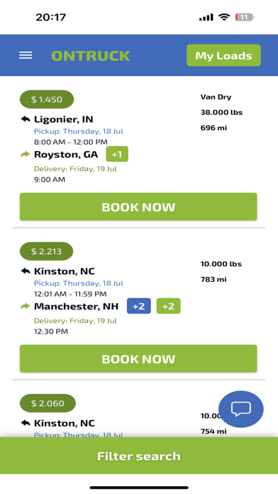 On Truck Load Board Screenshot