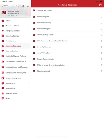 Miami University Events iPad screenshot