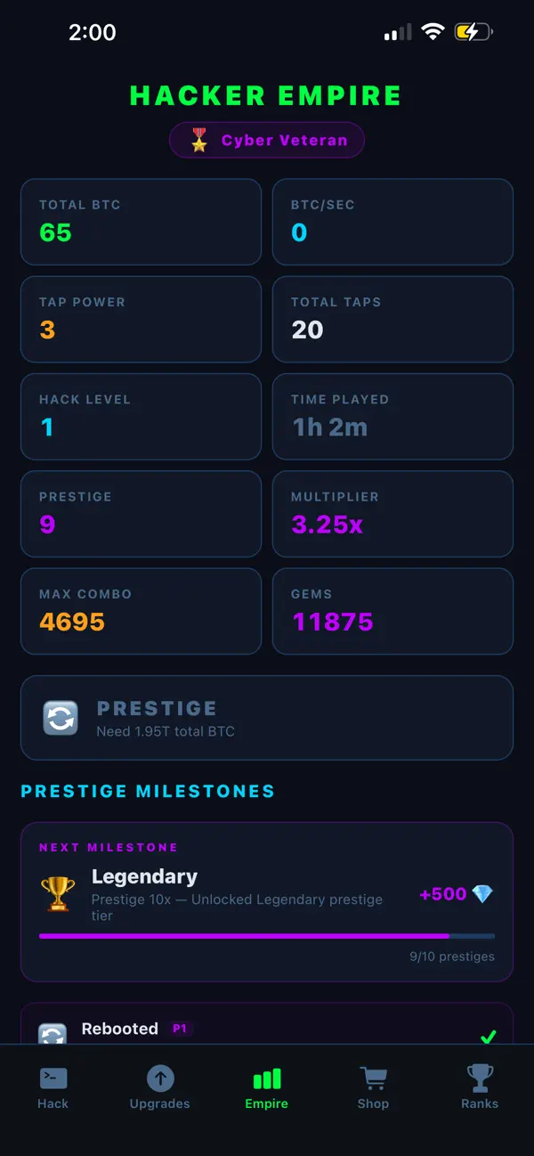 #5. Hack Tycoon: Dark Protocol (iOS) โดย: Yousef Alenezi