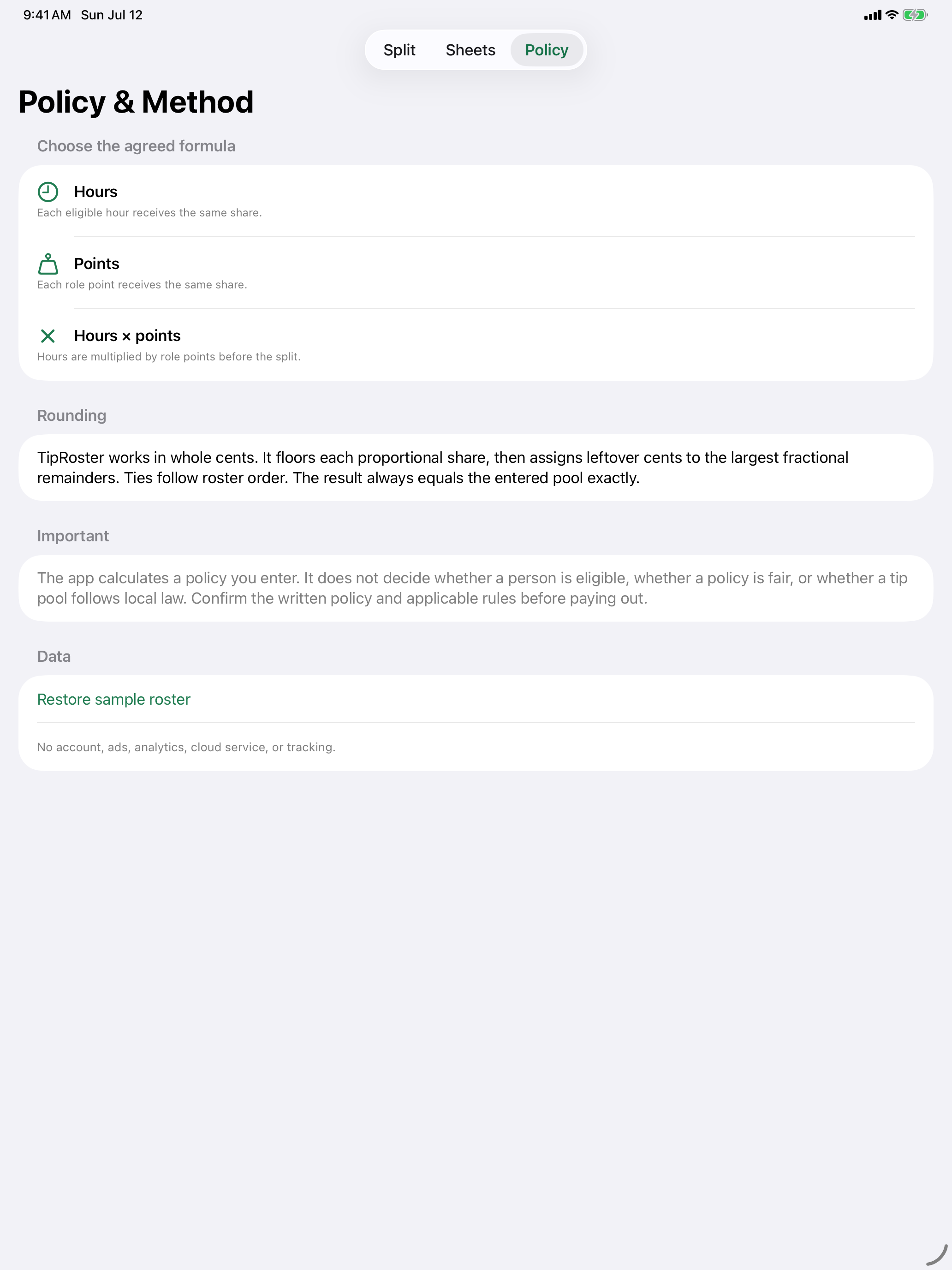 TipRoster iPad screenshot 2 of 2