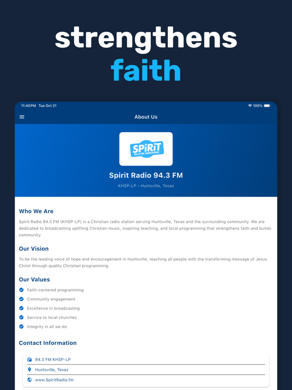 Spirit 94.3 iPad screenshot 6 - Music app