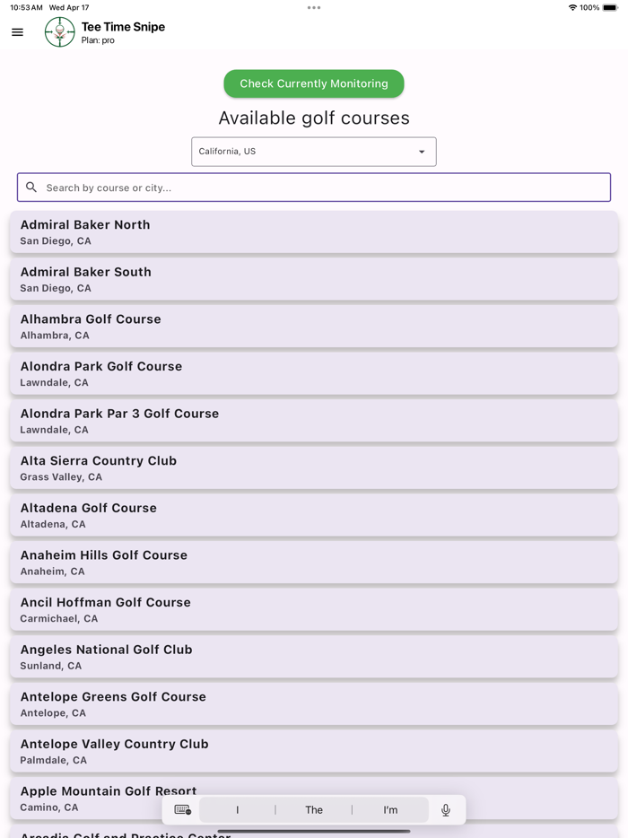 Tee Time Snipe TeeTime Alerts