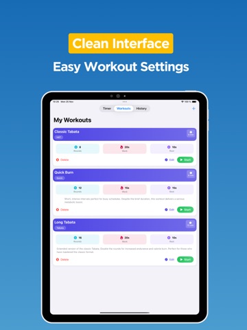 Interval Timer, Tabata Timer iPad screenshot