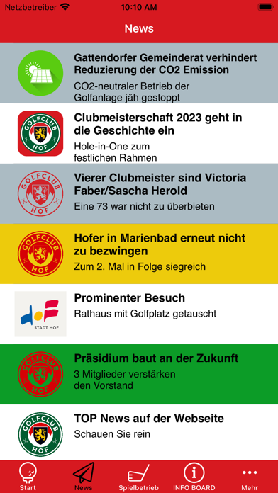 GOLFCLUB HOF e.V. Screenshot