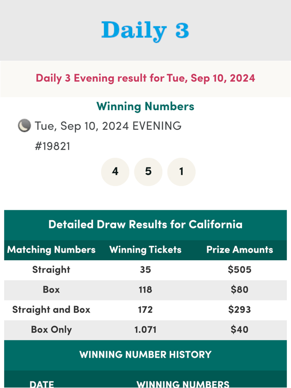 Screenshot #6 pour California Lottery Numbers