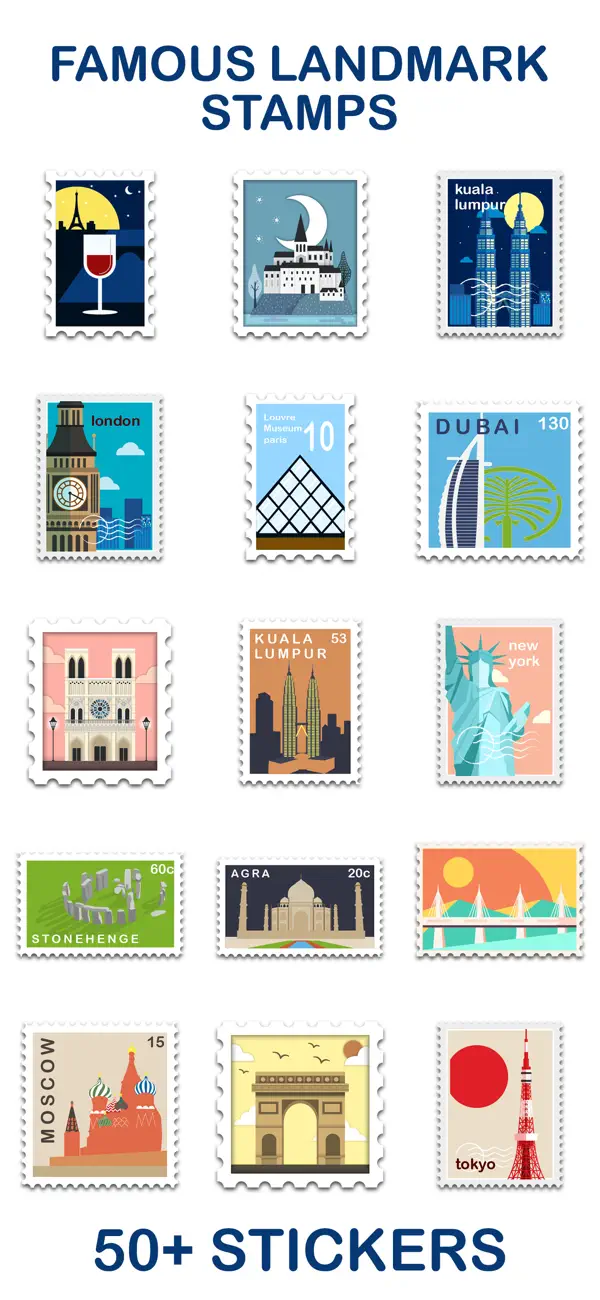 Screenshot #1 pour Famous Landmark Stamp Stickers