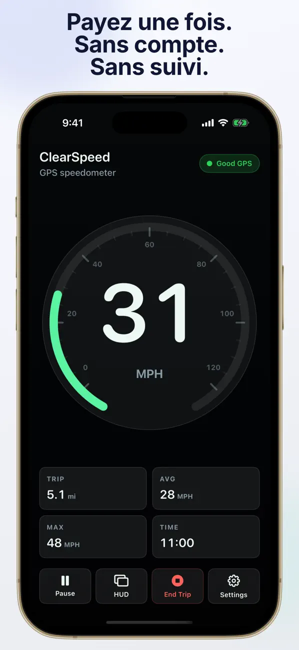 Screenshot #2 pour ClearSpeed Compteur de vitesse