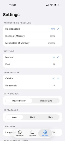 Captura de pantalla de Barometer & Altimeter Pro en iPhone 6