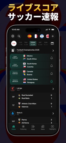 サッカーライブスコアボード – 試合速報, 得点通知 のスクリーンショット
