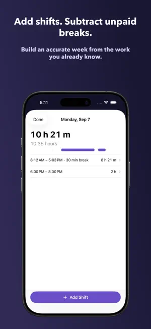 Worked - Work Hours Calculator screenshot 2