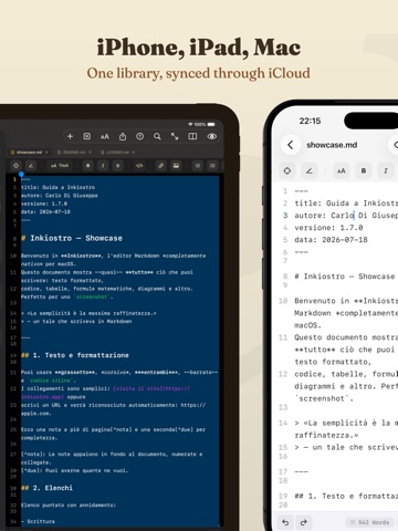 Inkiostro: Markdown Editor iPad screenshot