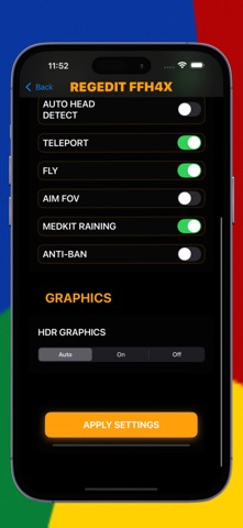 Regedit ffh4x vip mod menu screenshot