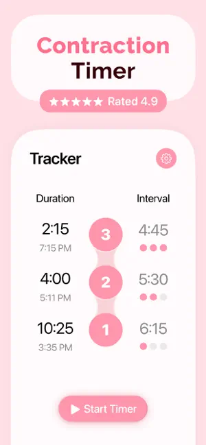 Contraction Timer ＆ Tracker iPhone screenshot 1