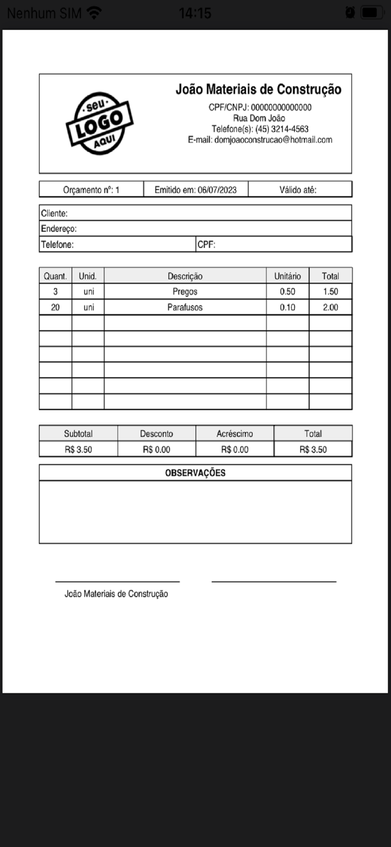 Criar Orçamento em PDF Pro