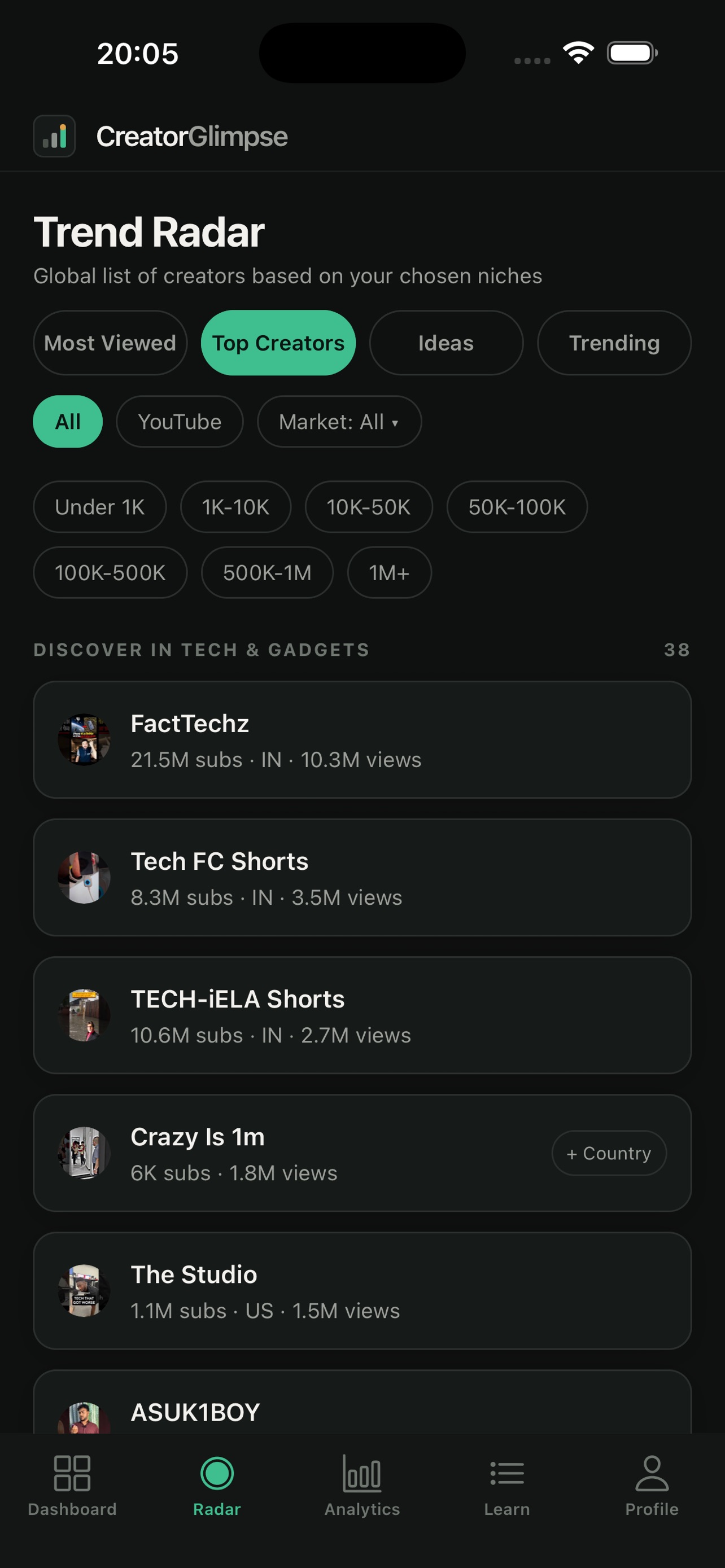 Screenshot 3 of CreatorGlimpse