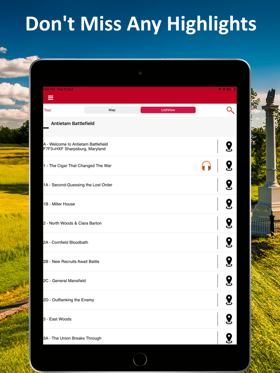 Antietam Battlefield Auto Tour iPad screenshot 5 - Travel app