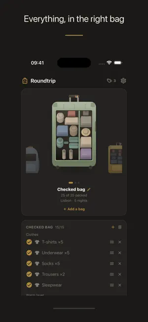 Roundtrip Packing List screenshot 1