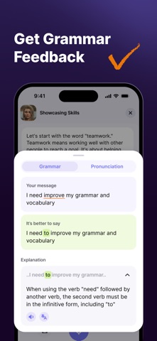 JustSpeak – AI English Tutor iPhone screenshot