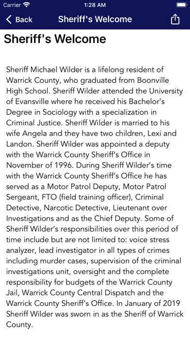 Warrick County Sheriffs Office Screenshot