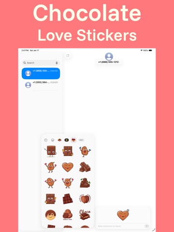 Chocolate Love Stickers iPad screenshot