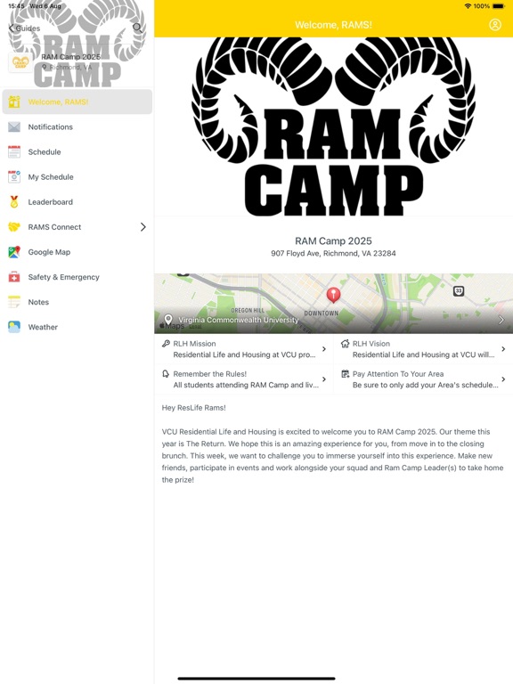 VCU RLH iPad screenshot